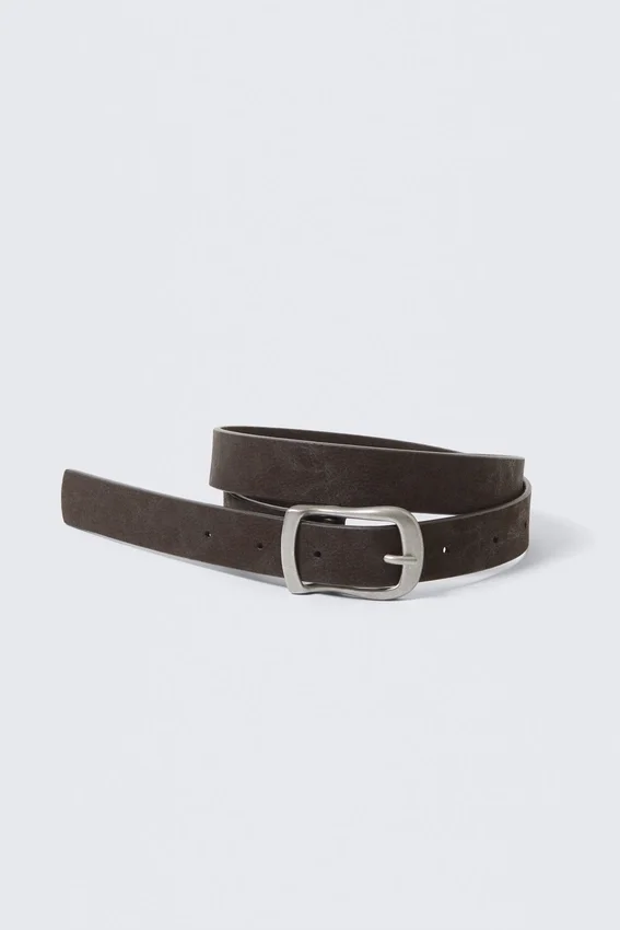 Slim Faux Leather Belt – Dark Brown Slim Faux Leather Belt – Dark Brown