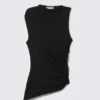 Slim Fit Draped Lyocell Top – Black Slim Fit Draped Lyocell Top – Black