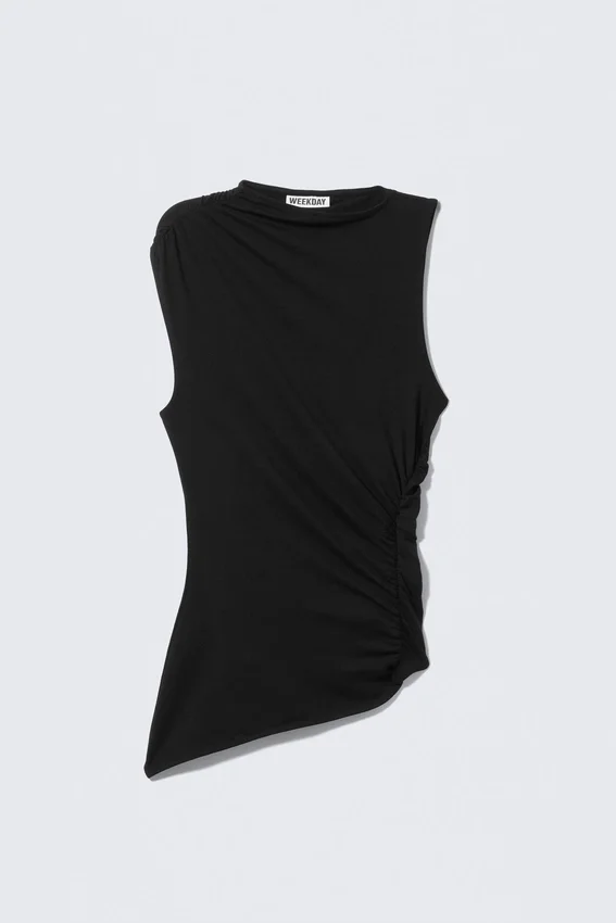 Slim Fit Draped Lyocell Top – Black Slim Fit Draped Lyocell Top – Black