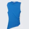 Slim Fit Draped Lyocell Top – Blue Slim Fit Draped Lyocell Top – Blue