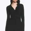 Slim Fit Gathered Long-Sleeve Dress – Black Slim Fit Gathered Long-Sleeve Dress – Black