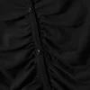 Slim Fit Gathered Long-Sleeve Dress – Black Slim Fit Gathered Long-Sleeve Dress – Black