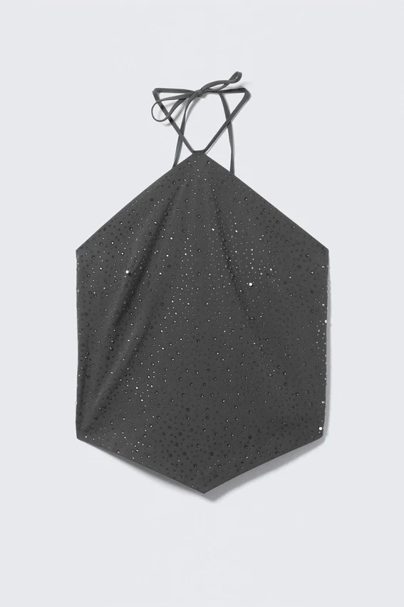 Slim Fit Halter Top – Dark Grey – Stones Slim Fit Halter Top – Dark Grey – Stones