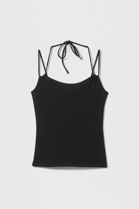 Slim Fit Halterneck Strap Top – Black Slim Fit Halterneck Strap Top – Black