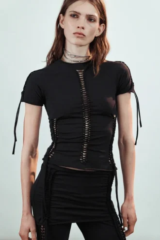 Slim Fit Knot Tee – Black