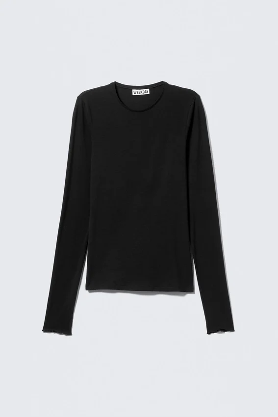 Slim Fit Long-Sleeved Lyocell Top – Black Slim Fit Long-Sleeved Lyocell Top – Black