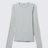 Slim Fit Long-Sleeved Lyocell Top – Light Blue-Ish Grey Slim Fit Long-Sleeved Lyocell Top – Light Blue-Ish Grey