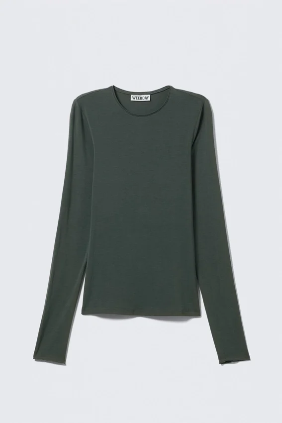 Slim Fit Long-Sleeved Lyocell Top – Petrol Slim Fit Long-Sleeved Lyocell Top – Petrol