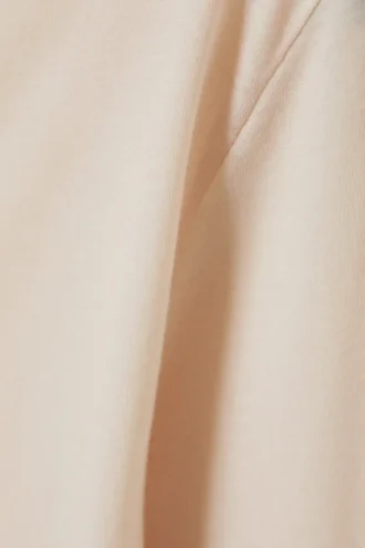 Slim Fit Long-Sleeved Mock-Neck Top – Beige