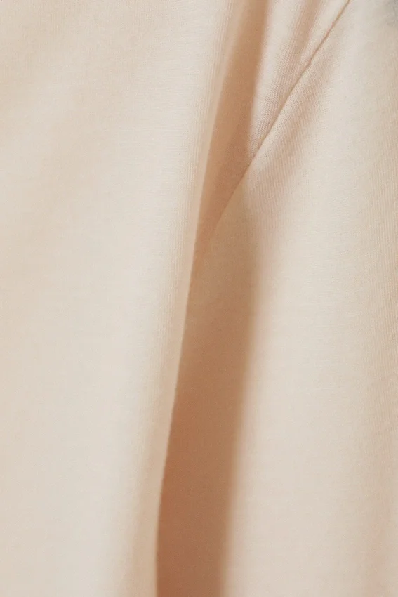 Slim Fit Long-Sleeved Mock-Neck Top – Beige Slim Fit Long-Sleeved Mock-Neck Top – Beige