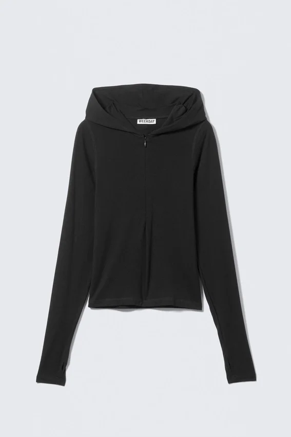 Slim Fit Lyocell Zip Hoodie – Black Slim Fit Lyocell Zip Hoodie – Black