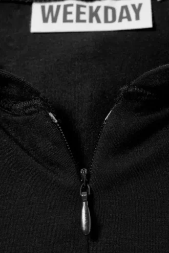 Slim Fit Lyocell Zip Hoodie – Black