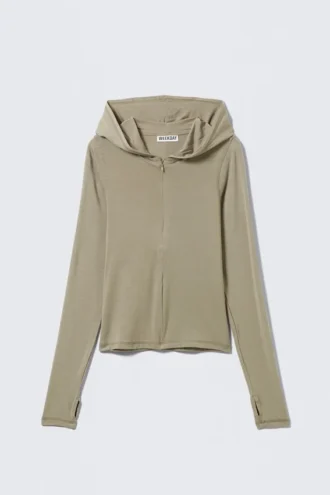 Slim Fit Lyocell Zip Hoodie – Light Mole