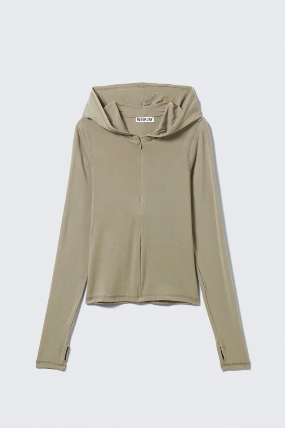 Slim Fit Lyocell Zip Hoodie – Light Mole Slim Fit Lyocell Zip Hoodie – Light Mole