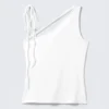 Slim Fit One-Shoulder Tank Top – White Slim Fit One-Shoulder Tank Top – White