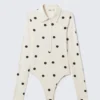 Slim Fit Polo Bodysuit – Off-White – Black Dots
