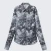 Slim Fit Printed Button-Up Shirt – Dark Grey – Floral Collage Slim Fit Printed Button-Up Shirt – Dark Grey – Floral Collage
