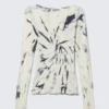 Slim Fit Printed Long-Sleeved Boat-Neck Top – White Tie-Dye Slim Fit Printed Long-Sleeved Boat-Neck Top – White Tie-Dye
