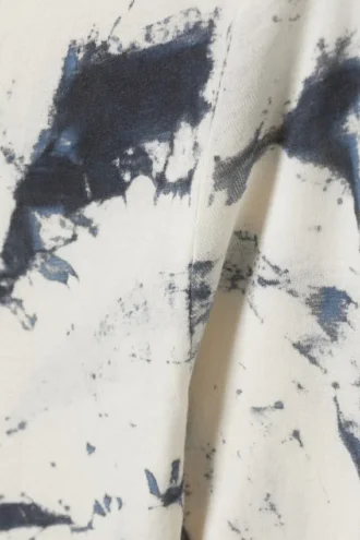 Slim Fit Printed Long-Sleeved Boat-Neck Top – White Tie-Dye