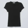 Slim Fit Ribbed Cotton T-Shirt – Black Slim Fit Ribbed Cotton T-Shirt – Black