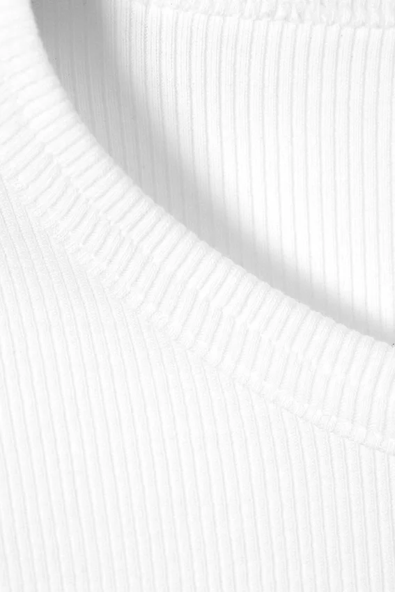 Slim Fit Ribbed Cotton T-Shirt – White Slim Fit Ribbed Cotton T-Shirt – White
