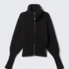 Slim Fit Ribbed Zip Cardigan – Black Slim Fit Ribbed Zip Cardigan – Black
