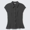 Slim Fit Short-Sleeved Crepe Shirt – Dark Grey Slim Fit Short-Sleeved Crepe Shirt – Dark Grey