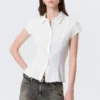 Slim Fit Short-Sleeved Crepe Shirt – White Slim Fit Short-Sleeved Crepe Shirt – White