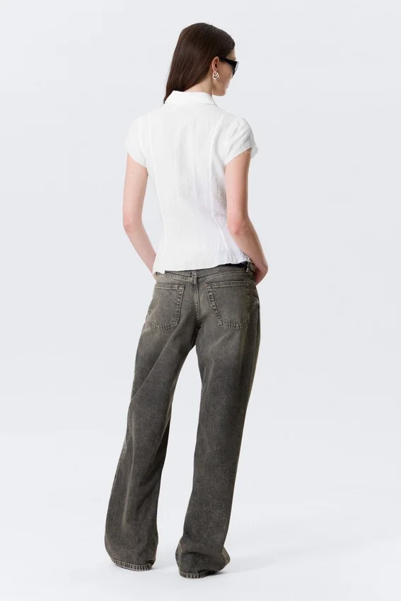 Slim Fit Short-Sleeved Crepe Shirt – White Slim Fit Short-Sleeved Crepe Shirt – White