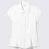 Slim Fit Short-Sleeved Crepe Shirt – White Slim Fit Short-Sleeved Crepe Shirt – White