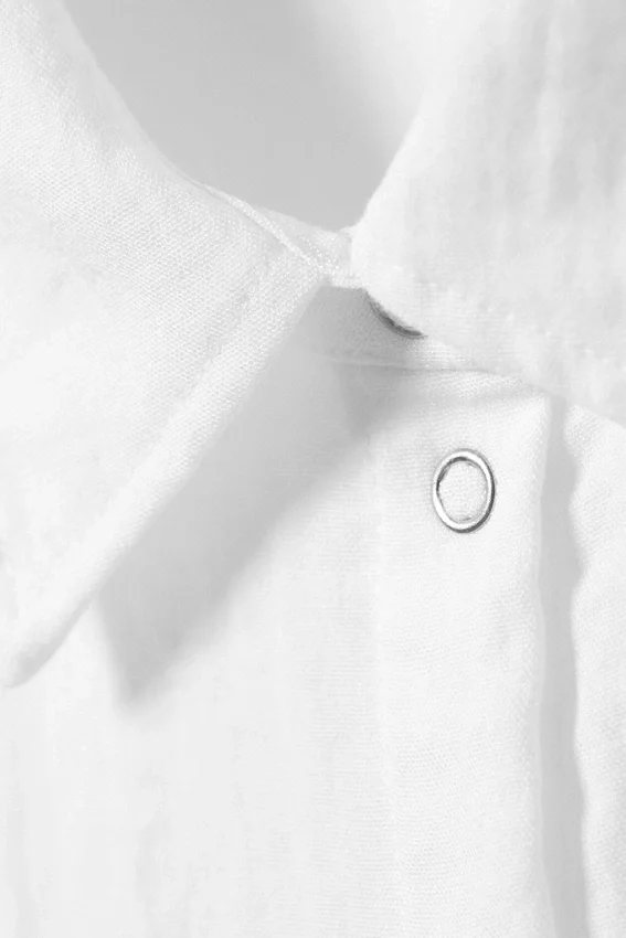 Slim Fit Short-Sleeved Crepe Shirt – White Slim Fit Short-Sleeved Crepe Shirt – White