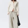 Slim Fit Textured Blouse – Light Beige Slim Fit Textured Blouse – Light Beige