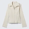 Slim Fit Textured Blouse – Light Beige Slim Fit Textured Blouse – Light Beige