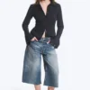 Slim Fit Textured Blouse – Striped Dark Blue Slim Fit Textured Blouse – Striped Dark Blue