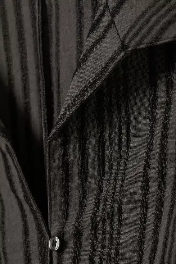 Slim Fit Textured Blouse – Striped Dark Grey Slim Fit Textured Blouse – Striped Dark Grey