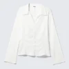 Slim Fit Textured Blouse – White Slim Fit Textured Blouse – White