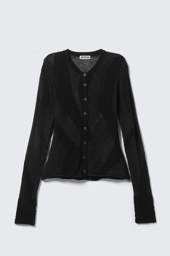 Slim Fit Textured Knit Cardigan – Dark Grey Slim Fit Textured Knit Cardigan – Dark Grey