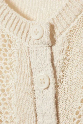 Slim Fit Textured Knit Cardigan – Off-White