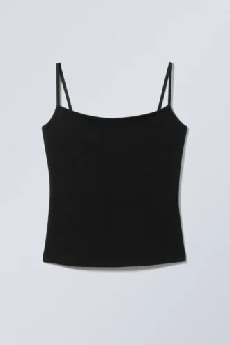 Slim Fitted Cotton Singlet – Black