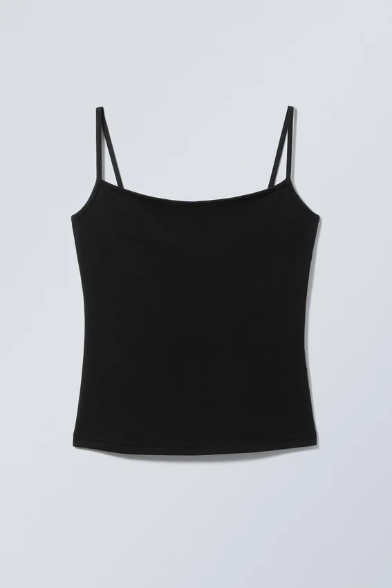 Slim Fitted Cotton Singlet – Black Slim Fitted Cotton Singlet – Black