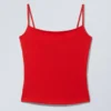 Slim Fitted Cotton Singlet – Bright Red Slim Fitted Cotton Singlet – Bright Red