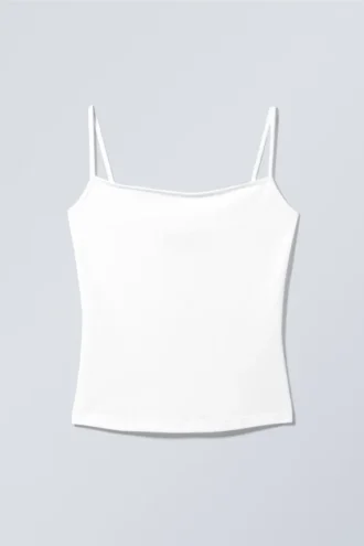 Slim Fitted Cotton Singlet – White