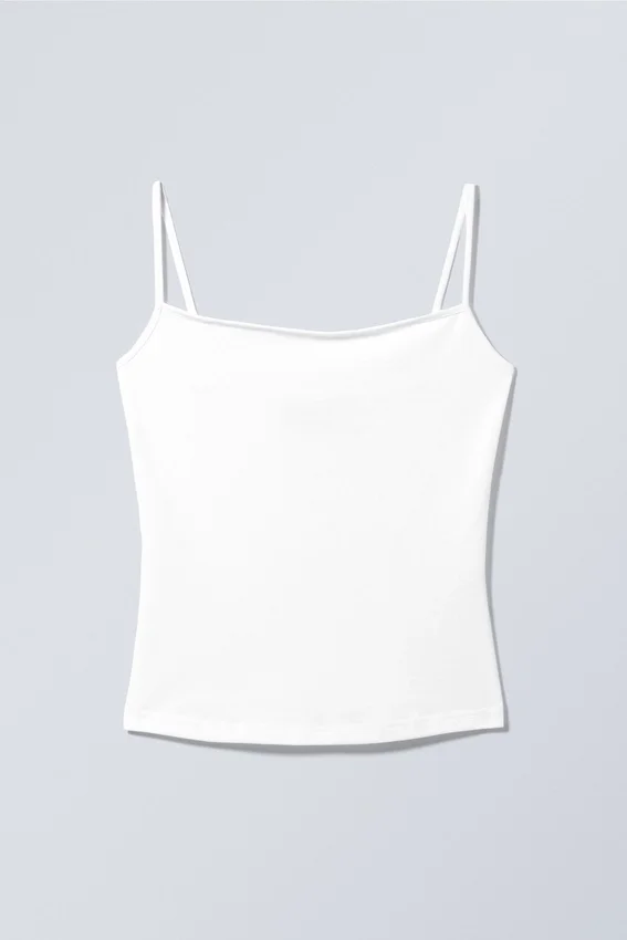 Slim Fitted Cotton Singlet – White Slim Fitted Cotton Singlet – White