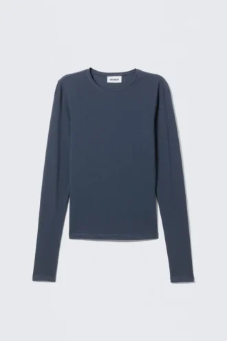 Slim Fitted Long Sleeve – Dark Dusty Blue