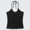 Slim Halterneck Cotton Top – Black Slim Halterneck Cotton Top – Black