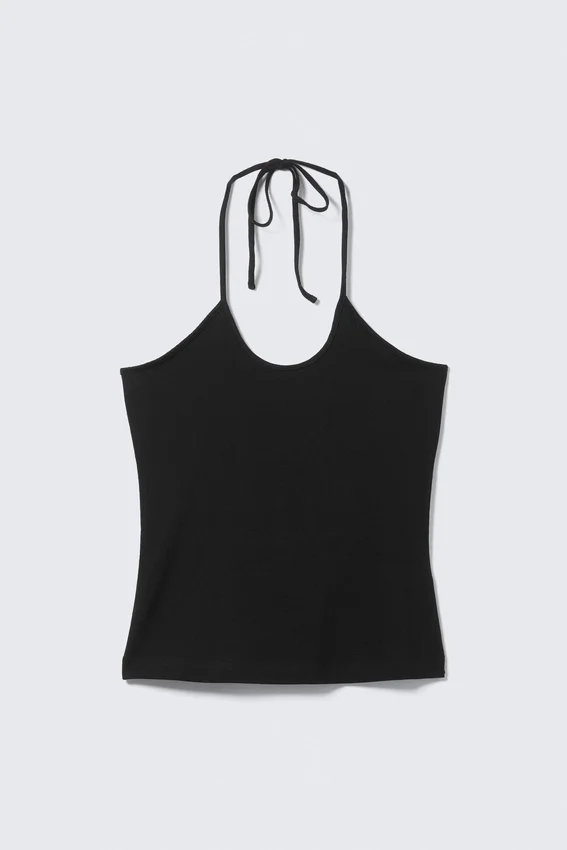 Slim Halterneck Cotton Top – Black Slim Halterneck Cotton Top – Black