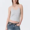 Slim Halterneck Cotton Top – Grey Melange Slim Halterneck Cotton Top – Grey Melange