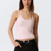 Slim Halterneck Cotton Top – Light Pink Slim Halterneck Cotton Top – Light Pink