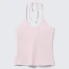 Slim Halterneck Cotton Top – Light Pink Slim Halterneck Cotton Top – Light Pink