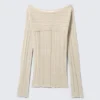 Slim Knitted Boat-Neck Sweater – Beige Slim Knitted Boat-Neck Sweater – Beige
